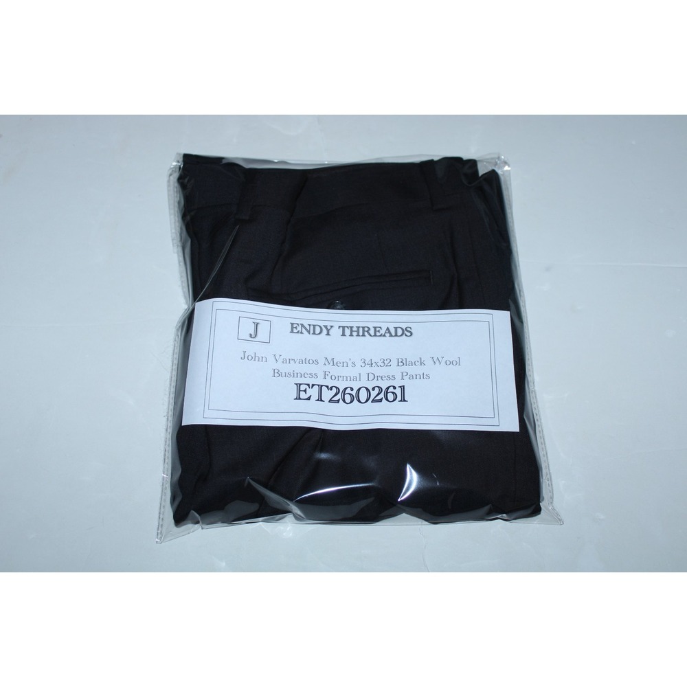 John Varvatos Men's Size 34 Black Wool Business Formal Dress Pants - Picture 8 of 8
